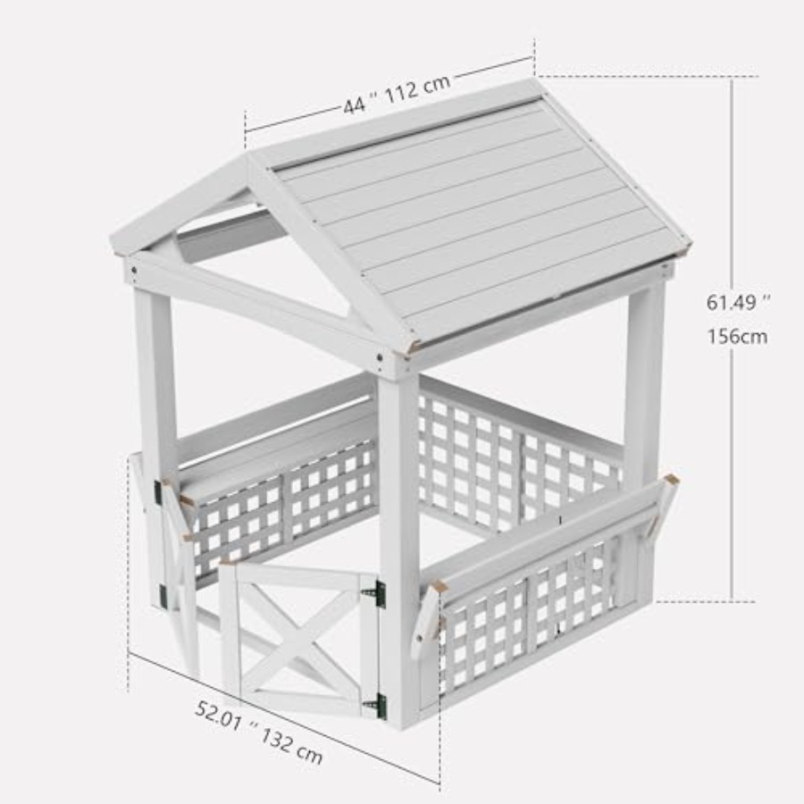 屋外木製プレイハウス（2～8歳のお子様向け）、防水加工の白い - Kids Outdoor Wooden Playhouse のレビューと価格