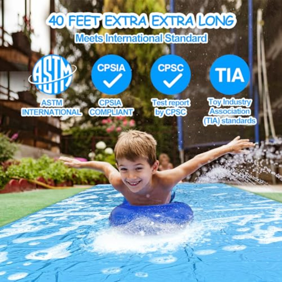 子供と大人向けの裏庭用夏の屋外ウォータースライド、頑丈なPV - Kids Outdoor Water Slide のレビューと価格
