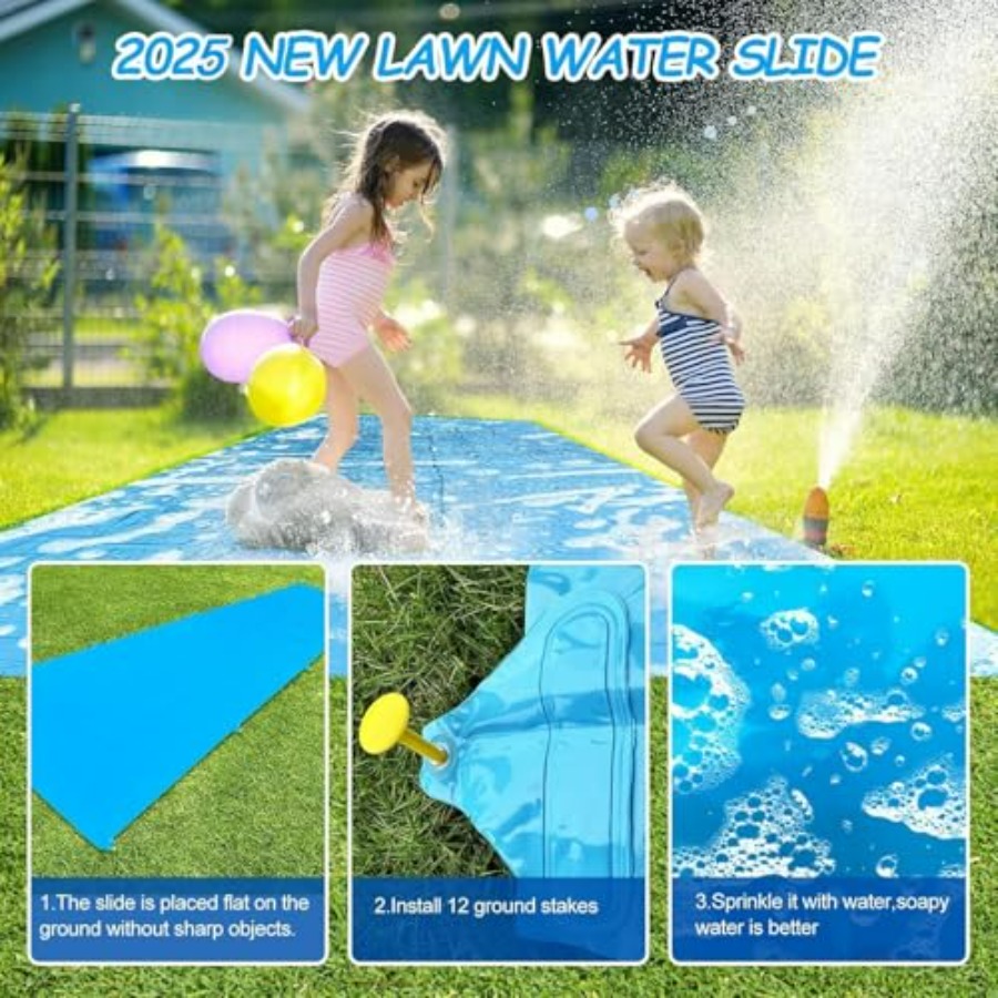 子供と大人向けの裏庭用夏の屋外ウォータースライド、頑丈なPV - Kids Outdoor Water Slide のレビューと価格