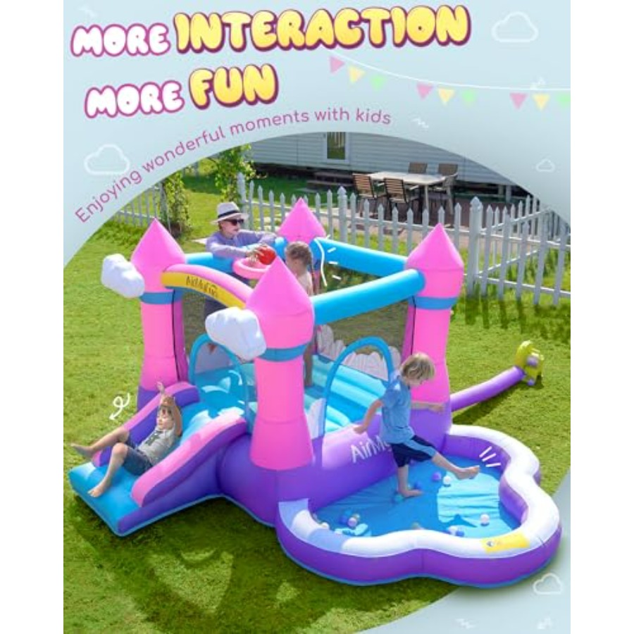 ピンク色の子供用インフレータブルバウンスハウス（3～8歳向け - Kids Outdoor Water Slide のレビューと価格