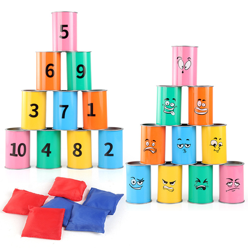 子供用缶投げノックダウンゲームセット 室内および屋外用サンド - Kids Indoor Outdoor Games のレビューと価格