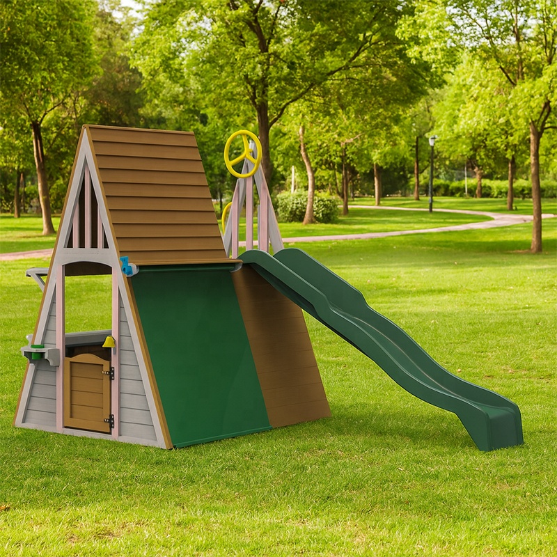 子供用屋外遊具 三角形モンテッソーリ木製キャッスルプレイハウ - Kids Outdoor Wooden Playhouse のレビューと価格