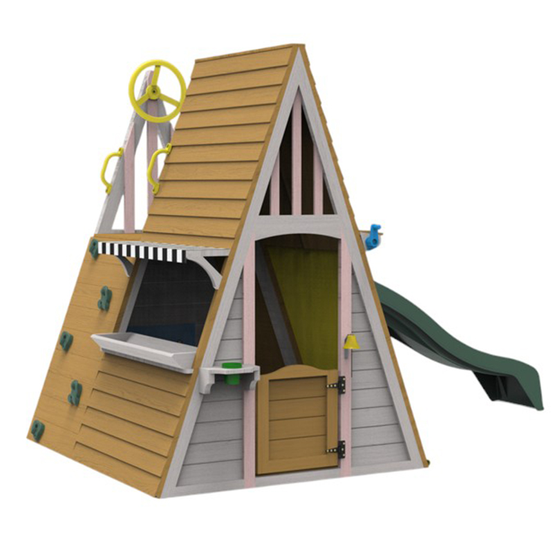 子供用屋外遊具 三角形モンテッソーリ木製キャッスルプレイハウ - Kids Outdoor Wooden Playhouse のレビューと価格
