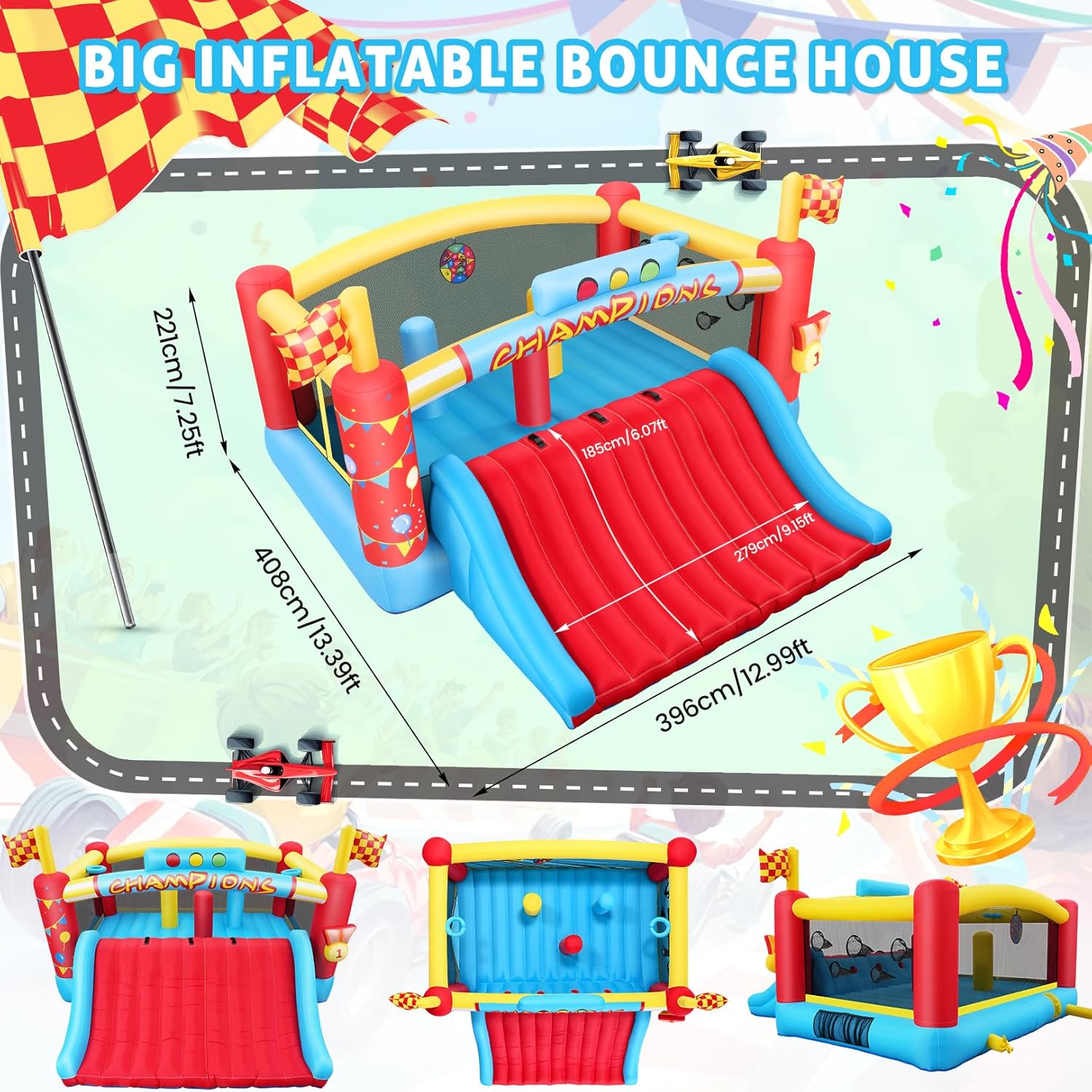 大きな子供向けインフレータブルバウンスハウス、13フィート屋 - Outdoor Games For Kids のレビューと価格