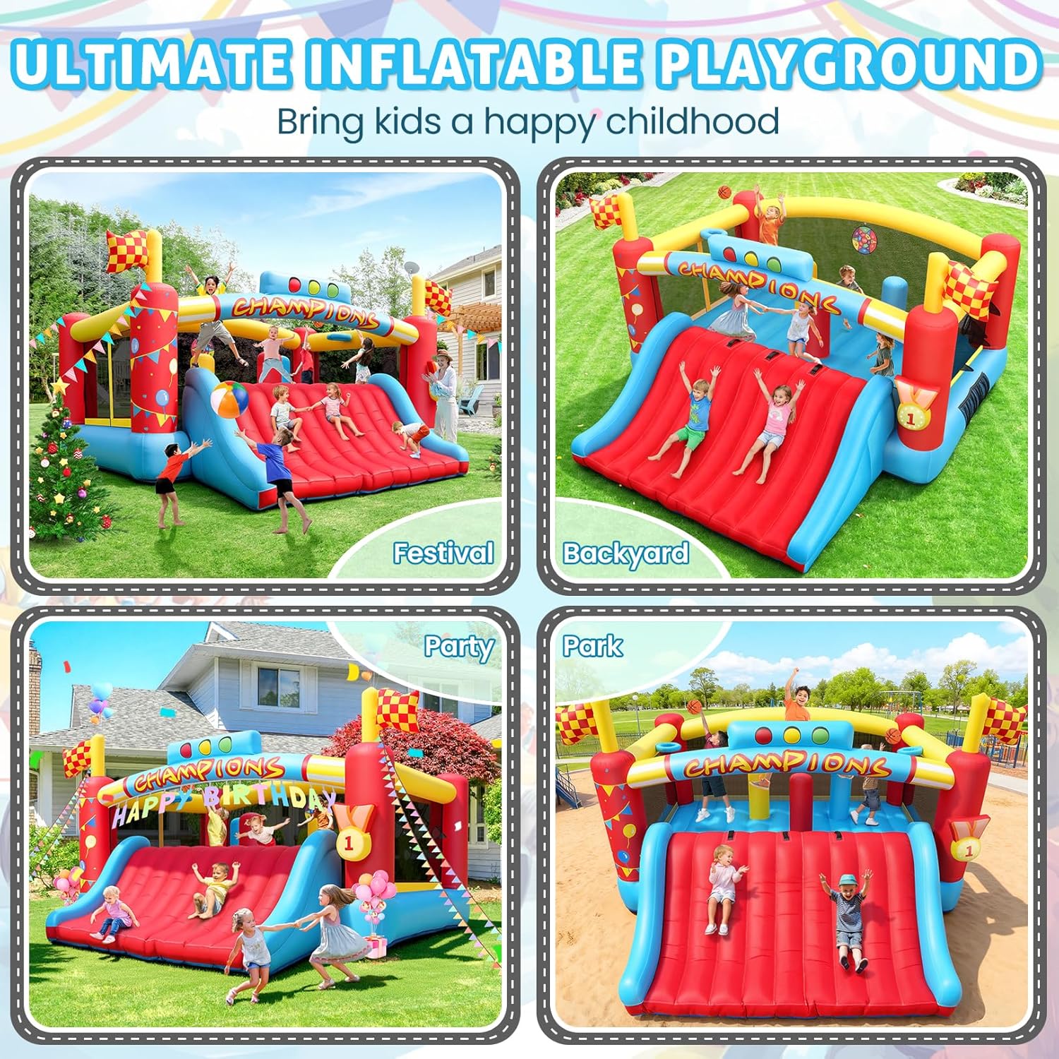 大きな子供向けインフレータブルバウンスハウス、13フィート屋 - Outdoor Games For Kids のレビューと価格