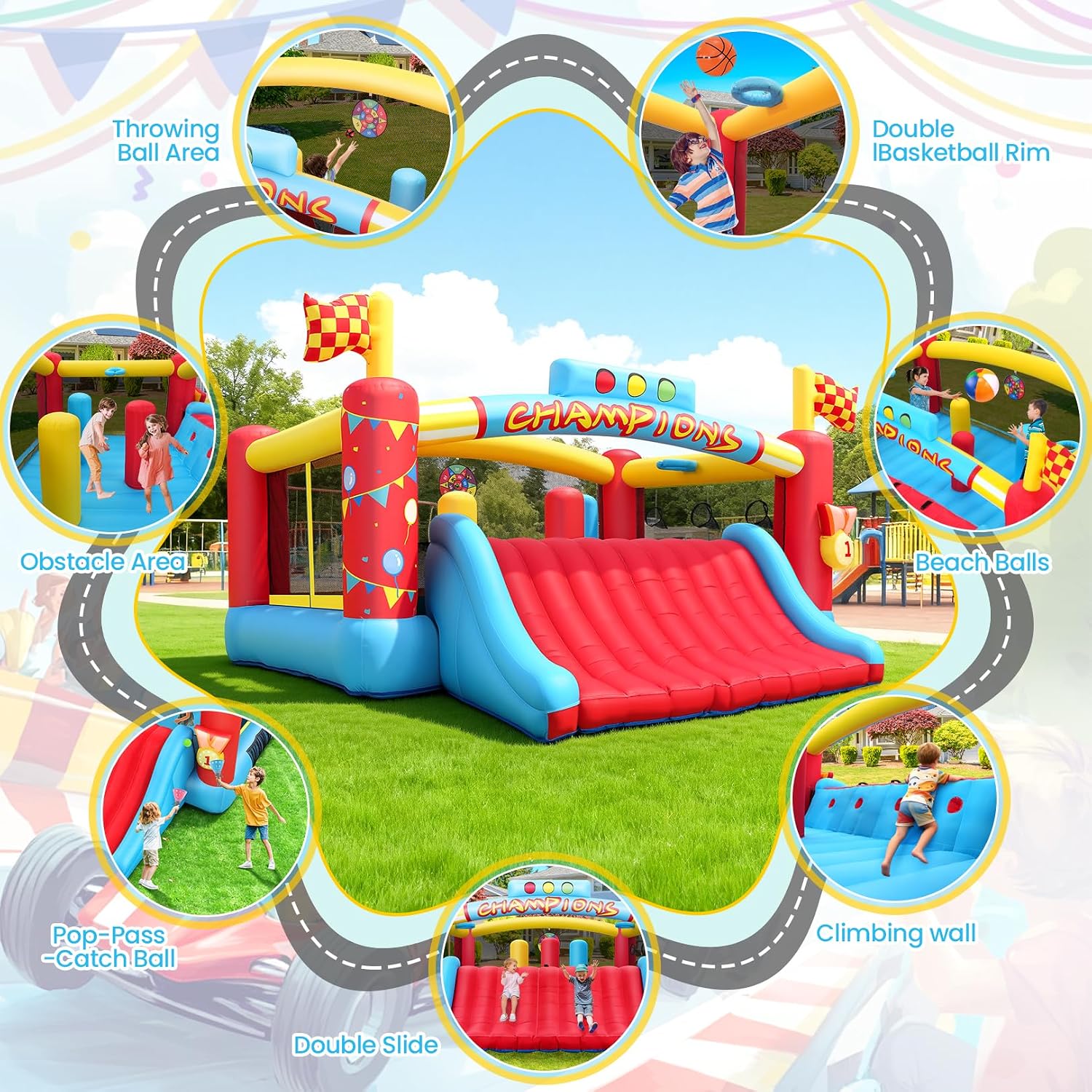 大きな子供向けインフレータブルバウンスハウス、13フィート屋 - Outdoor Games For Kids のレビューと価格