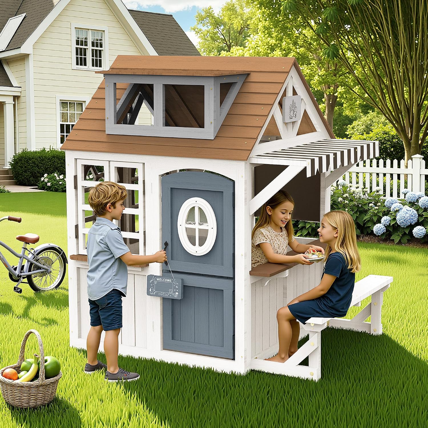 アルバット キッズ アウトドア 木製プレイハウス キッチンセ - Kids Outdoor Wooden Playhouse のレビューと価格