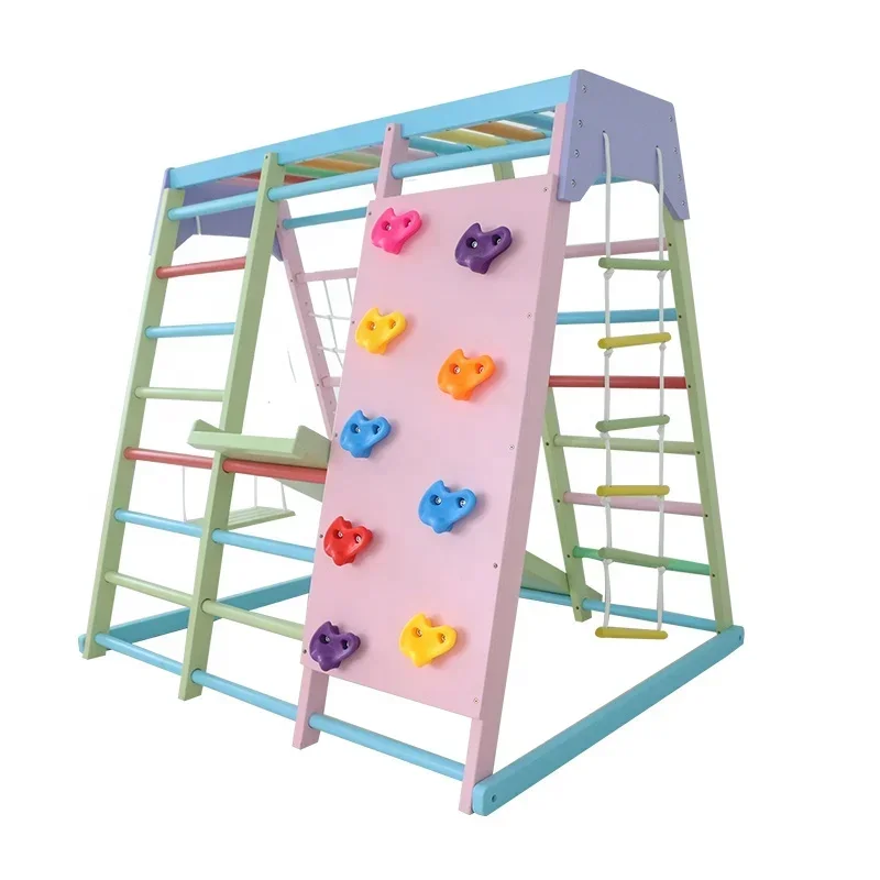 子供用木製クライミングフレーム屋内セット、ブランコ、滑り台、 - Kids Outdoor Gym Equipment のレビューと価格