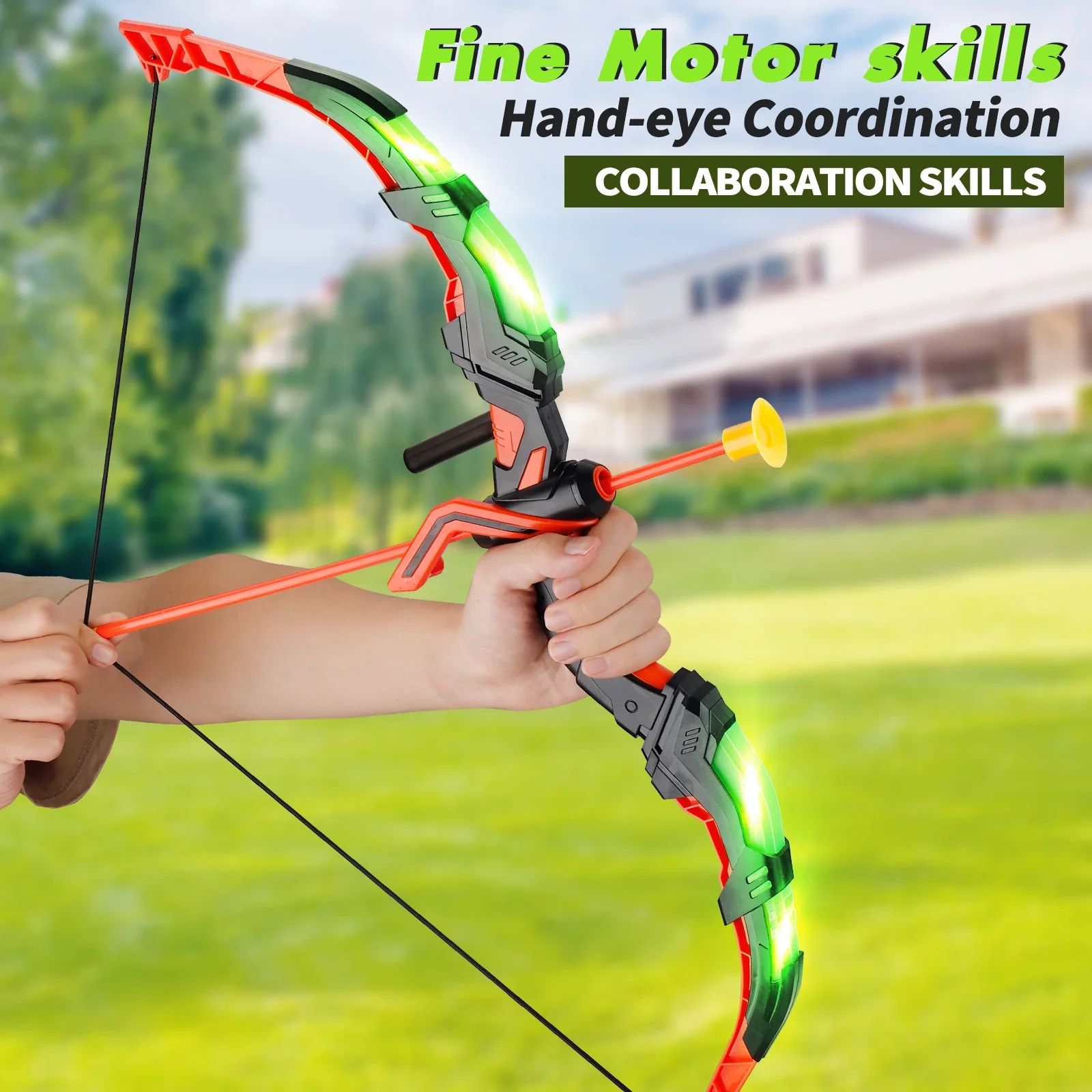 子供用 LED アーチェリーおもちゃセット、手と目の協調トレ - Kids Outdoor Archery Set のレビューと価格