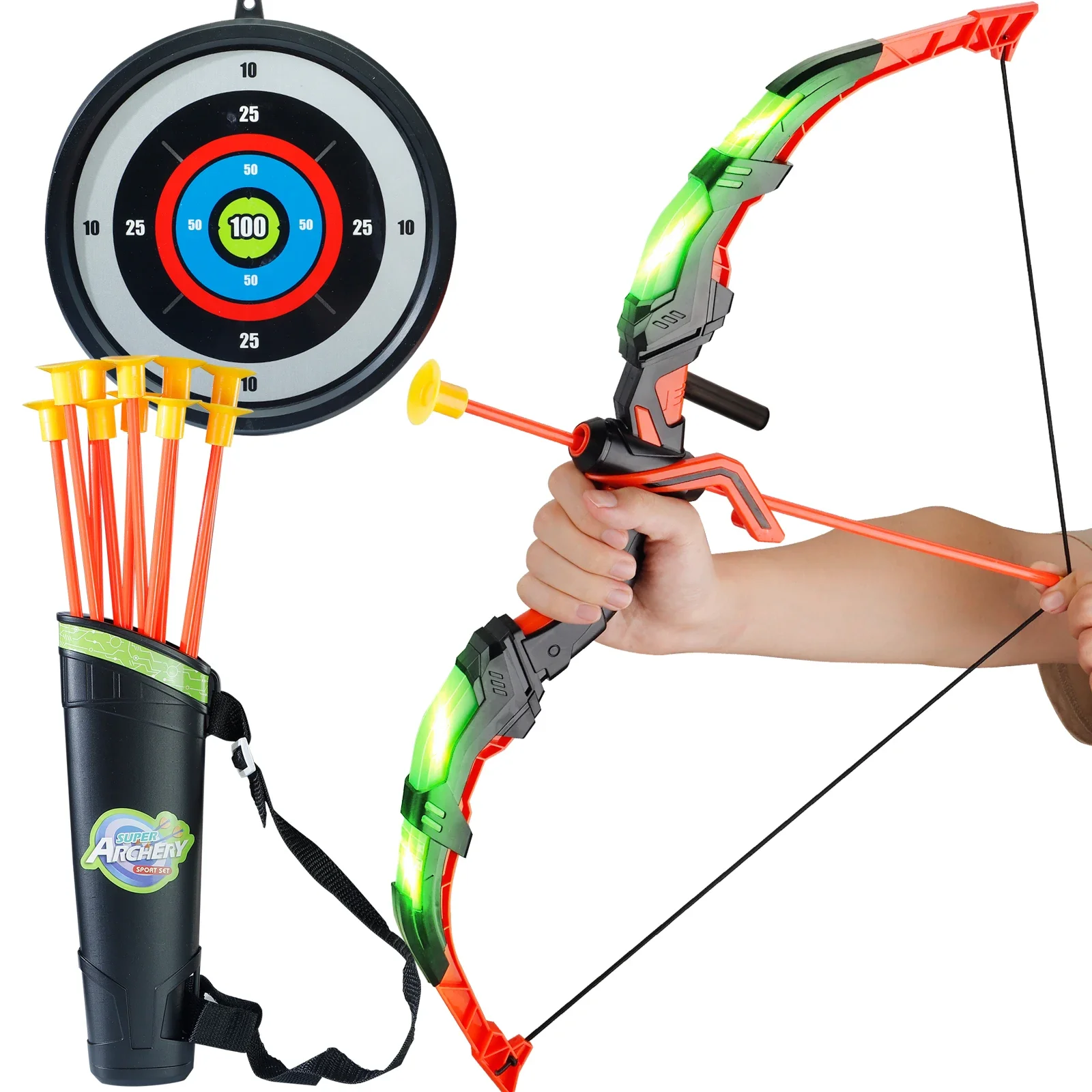 子供用 LED アーチェリーおもちゃセット、手と目の協調トレ - Kids Outdoor Archery Set のレビューと価格