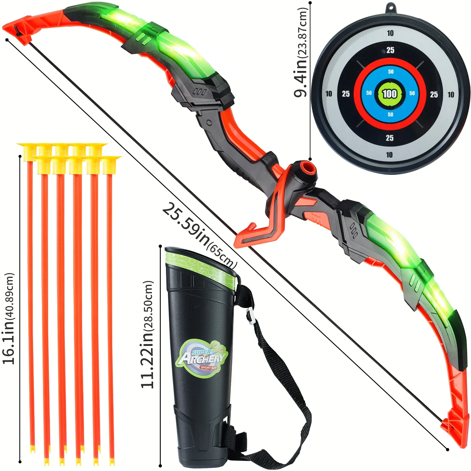 子供用 LED アーチェリーおもちゃセット、手と目の協調トレ - Kids Outdoor Archery Set のレビューと価格