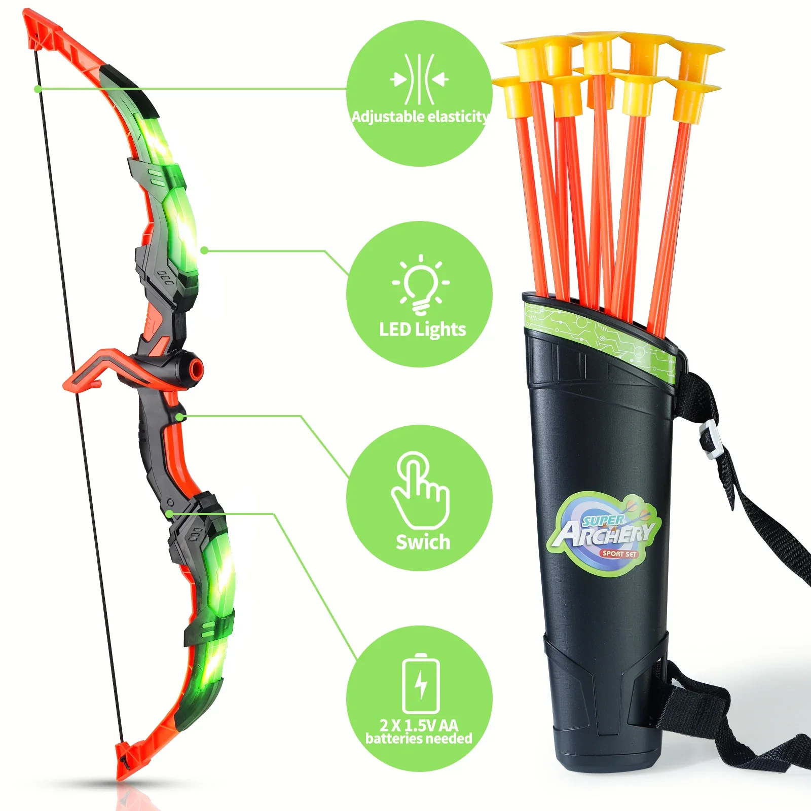 子供用 LED アーチェリーおもちゃセット、手と目の協調トレ - Kids Outdoor Archery Set のレビューと価格