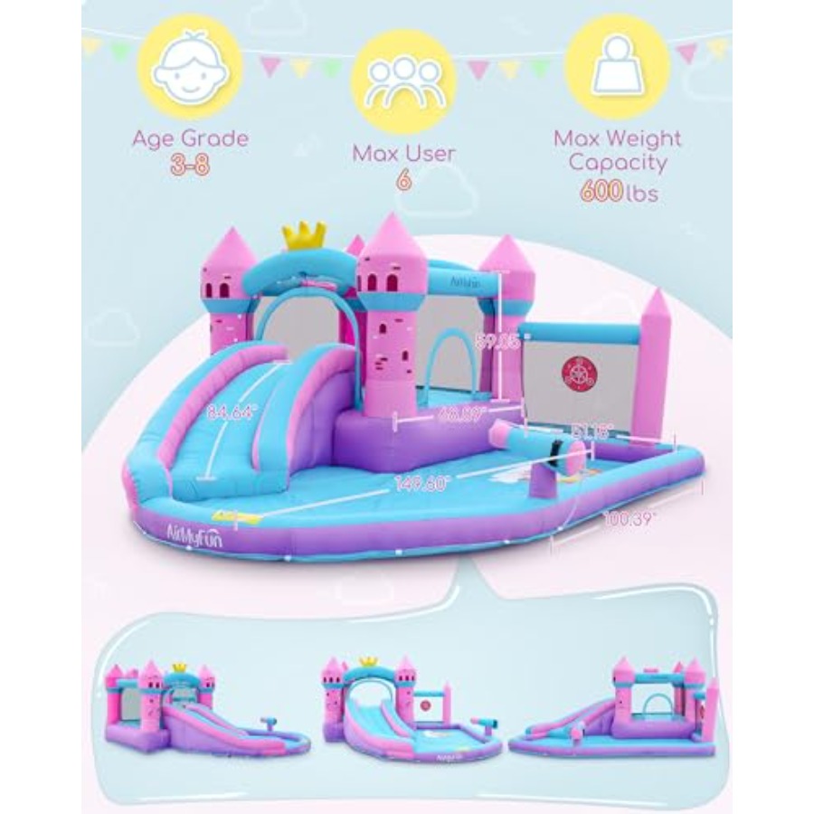 裏庭用インフレータブルウォータースライド付きバウンスハウス（ - Kids Outdoor Water Slide のレビューと価格