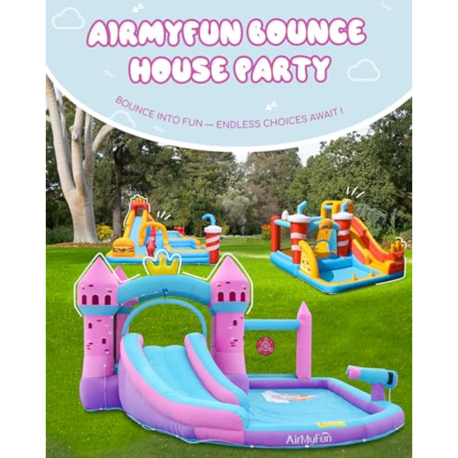 裏庭用インフレータブルウォータースライド付きバウンスハウス（ - Kids Outdoor Water Slide のレビューと価格