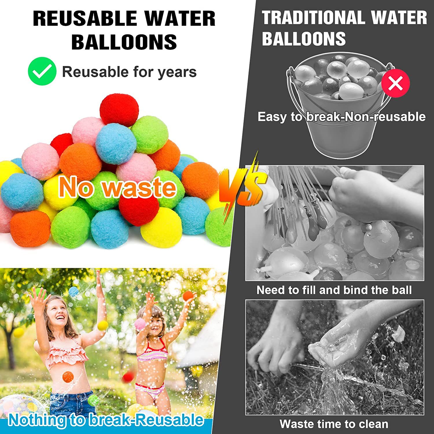 12/30/60 個再利用可能な水風船綿子供のための屋外おも - Kids Outdoor Water Play のレビューと価格