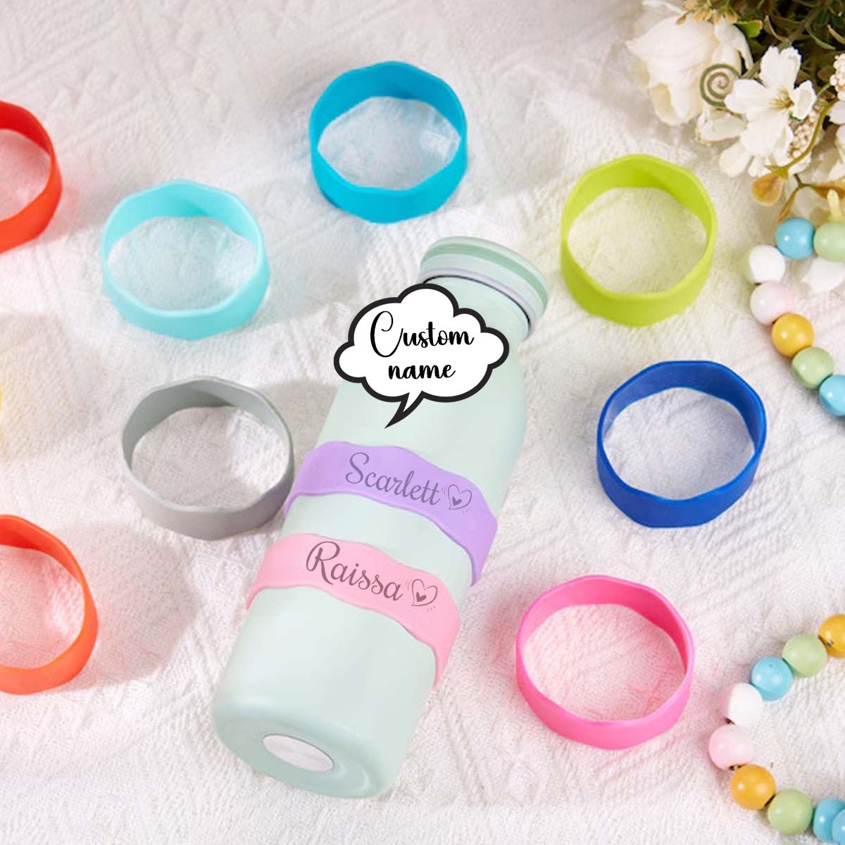カスタムネーム入りシリコンタンブラースリーブバンド、伸縮性の - Kids Outdoor Water のレビューと価格