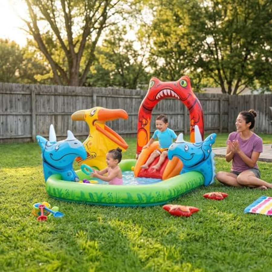 子供向け屋外ウォータープレイセンター、PVC素材、青緑色、イ - Kids Outdoor Water Play のレビューと価格