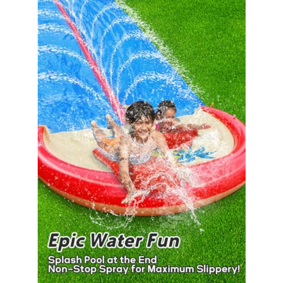 子供と大人向けの屋外裏庭用ウォータースライド、頑丈なPVC製 - Kids Outdoor Water Slide のレビューと価格