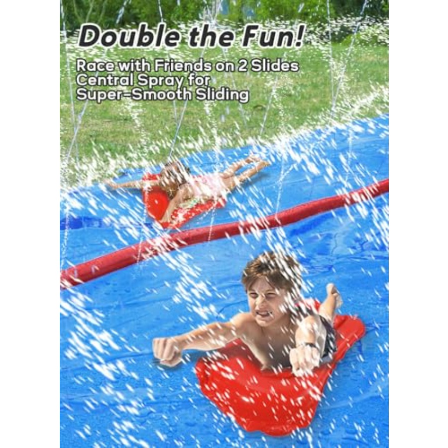 子供と大人向けの屋外裏庭用ウォータースライド、頑丈なPVC製 - Kids Outdoor Water Slide のレビューと価格