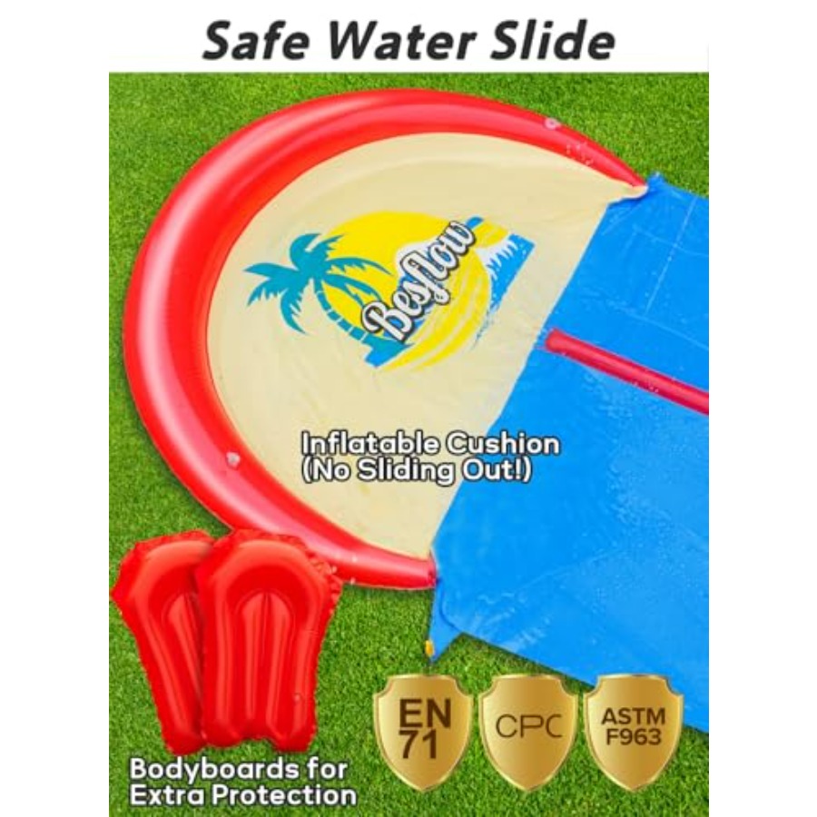 子供と大人向けの屋外裏庭用ウォータースライド、頑丈なPVC製 - Kids Outdoor Water Slide のレビューと価格